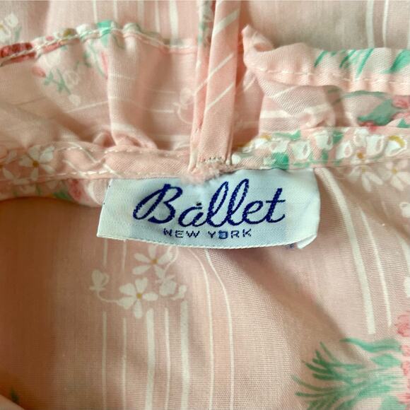 Vintage Ballet New York Pink Floral Nightgown Lace Yoke Short Sleeve Cottagecore - Picture 13 of 14
